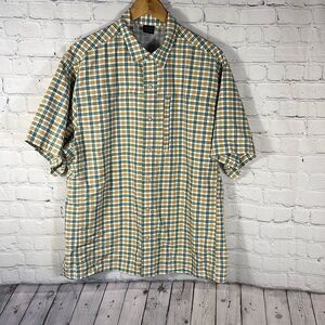 Vertx Snap Shirt Mens Large Green Plaid Button Outdoor Hiking Short Sleeve